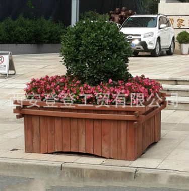 西寧木質移動花箱 碳化防腐木花箱 戶外防腐木花槽 園林隔離花箱