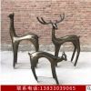 雕塑鹿玻璃鋼仿銅抽象幾何抽象戶外公園林造型藝術吃草麋鹿擺件