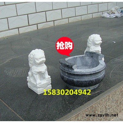 定制            石雕石獅子一對墓地香爐獅子石雕