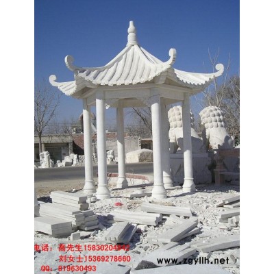 定制            專業(yè)定制漢白玉晚霞紅石雕涼亭假