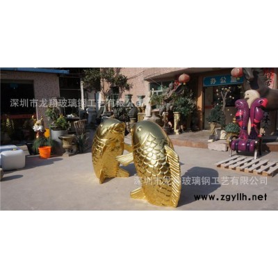 制作園林水景美陳金魚 玻璃鋼室外圓雕魚躍龍門動物雕塑