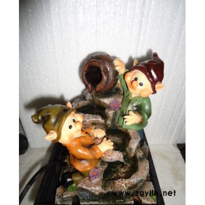 【藝品福人】多款多造型小矮人噴泉流水 水景擺件 樹脂工藝品