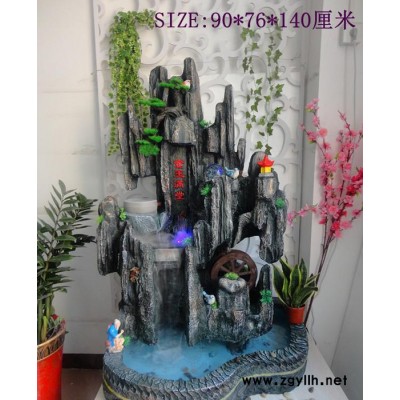 **大件假山流水噴泉創(chuàng)意水景魚缸風(fēng)水輪招財落地擺件