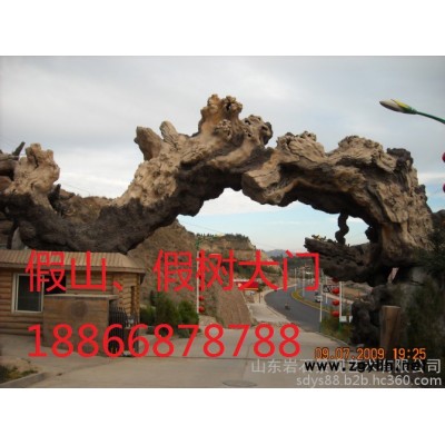 湖北農(nóng)業(yè)生態(tài)園大門，美麗鄉(xiāng)村大門，采摘園大門，水泥假山假樹(shù)大門，藝術(shù)大門，生態(tài)園假樹(shù)制作
