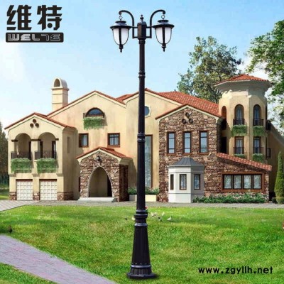 中山市維特照明**歐式雙頭鋁制庭院LED路燈 3米 防水戶外LED景觀照明庭院燈別墅小區道路照明歐式庭院燈**